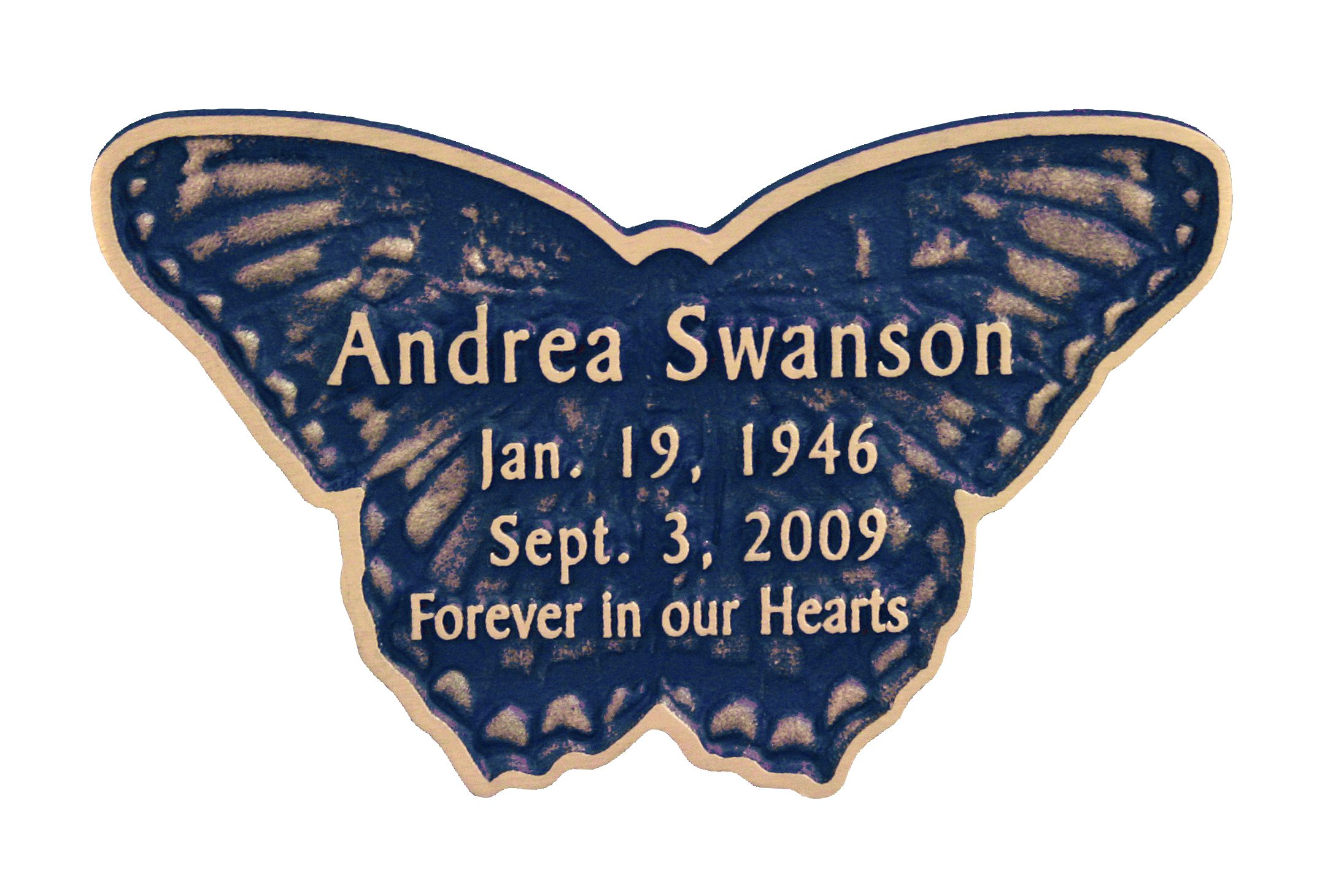 Bronze Cremation Butterfly - Indigo Blue