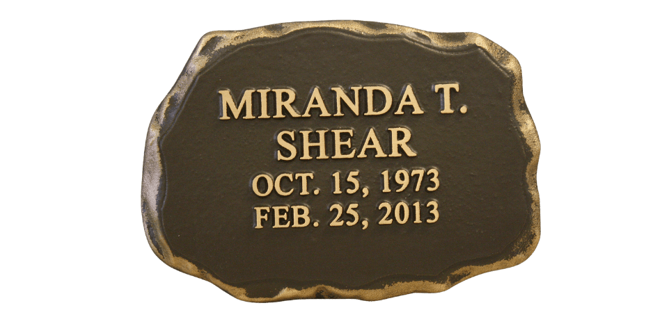 Bronze memorial plaque for cremated remains